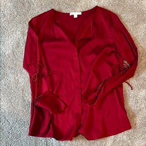 Hugo Boss Rich Red Women's Blouse with Sleeve Ties